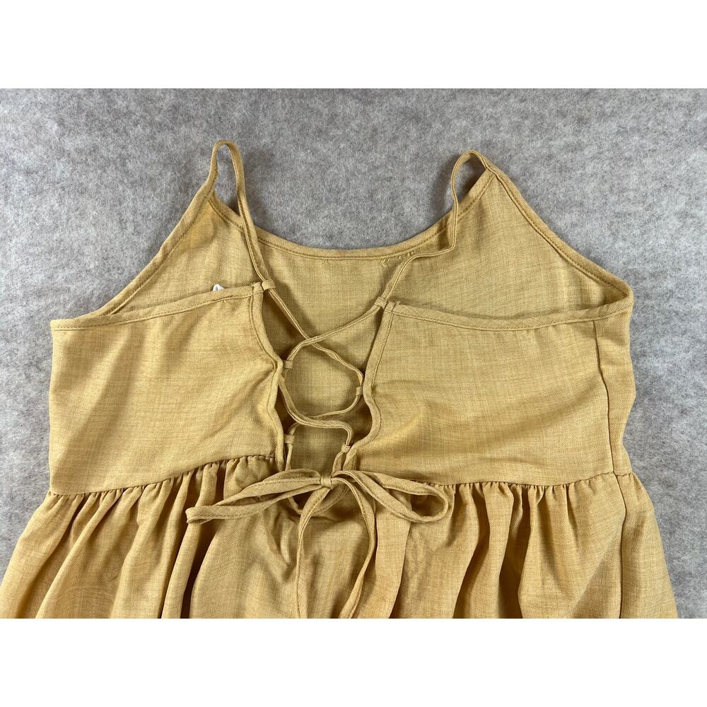 Pinkblush Maternity Yellow Lace-Up Tie Back Ruffle Dress Linen Size Large - Picture 7 of 10